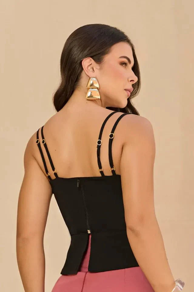Blusa Peplum Alça Dupla