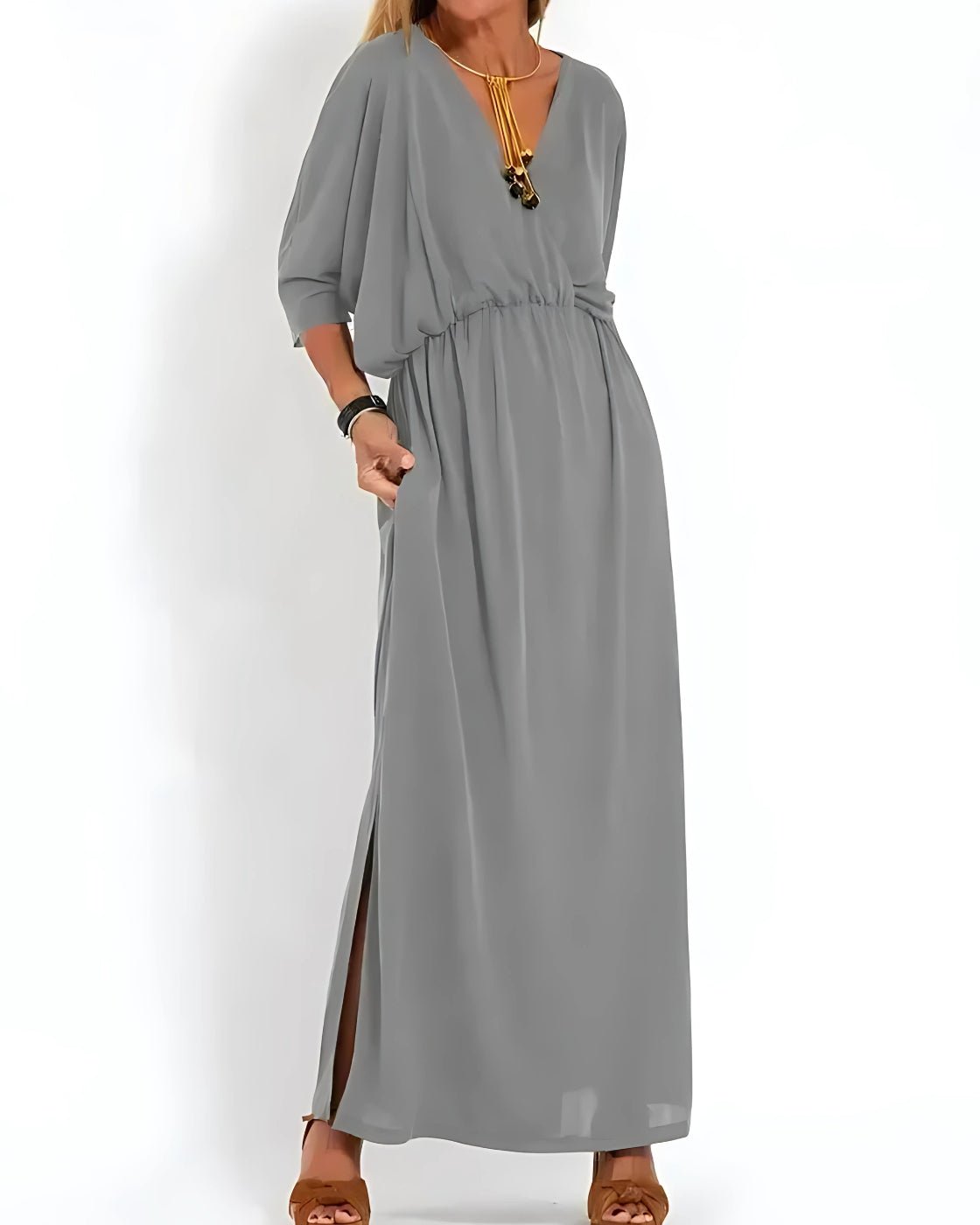 Vestido Ivy - Decote em V | Super Fresco e Solto - Vintage (Primavera 2025)